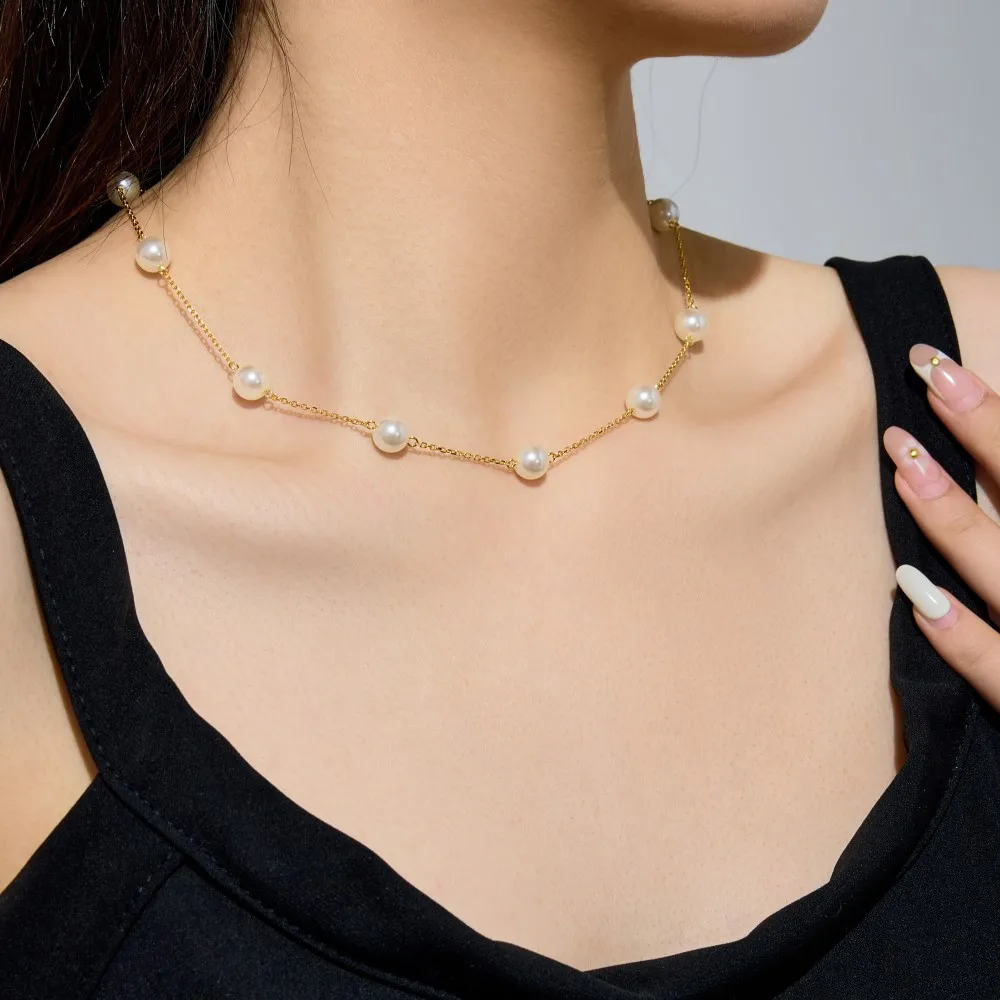 KAKODIY Sophisticated and Elegant Designed Beautifully Designed 925 Sterling Silver Chain Multi-Layered Shell Pearl Pendant Necklace for Women for Daily Wear and Dress Up detail 2