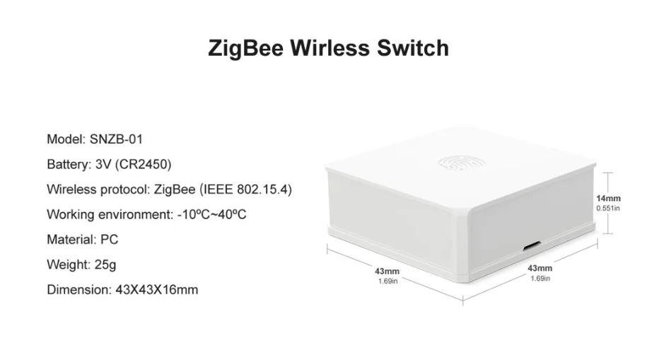 Buy Wholesale China Sonoff Zigbee Wireless Switch Snzb-01p Zigbee