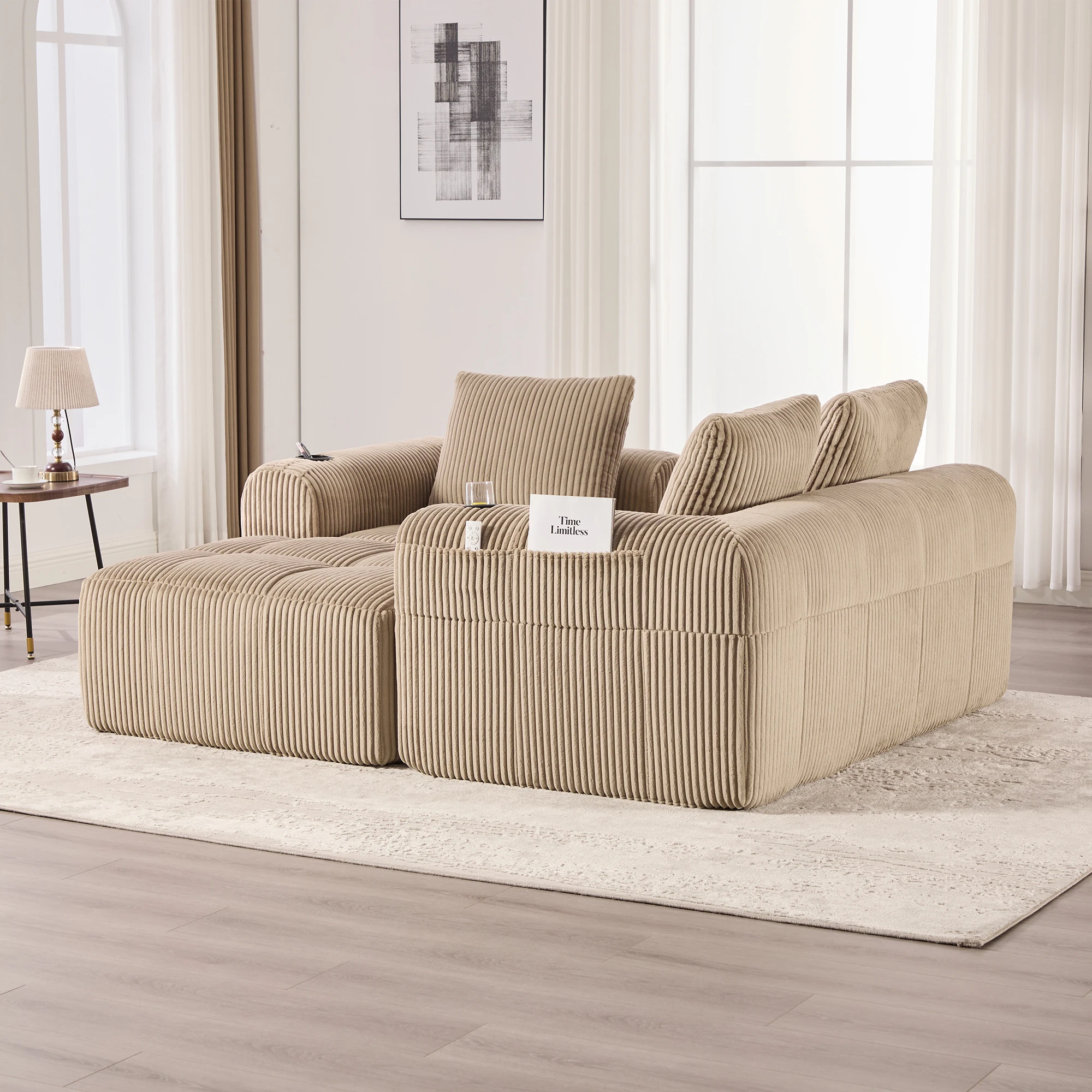 Sofa rétro velours vue 4