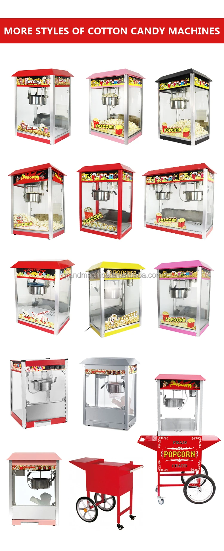 Commercial High quality Automatic 8oz Popcorn Machine with cart single Kettle Popcorn Making Machine supplier