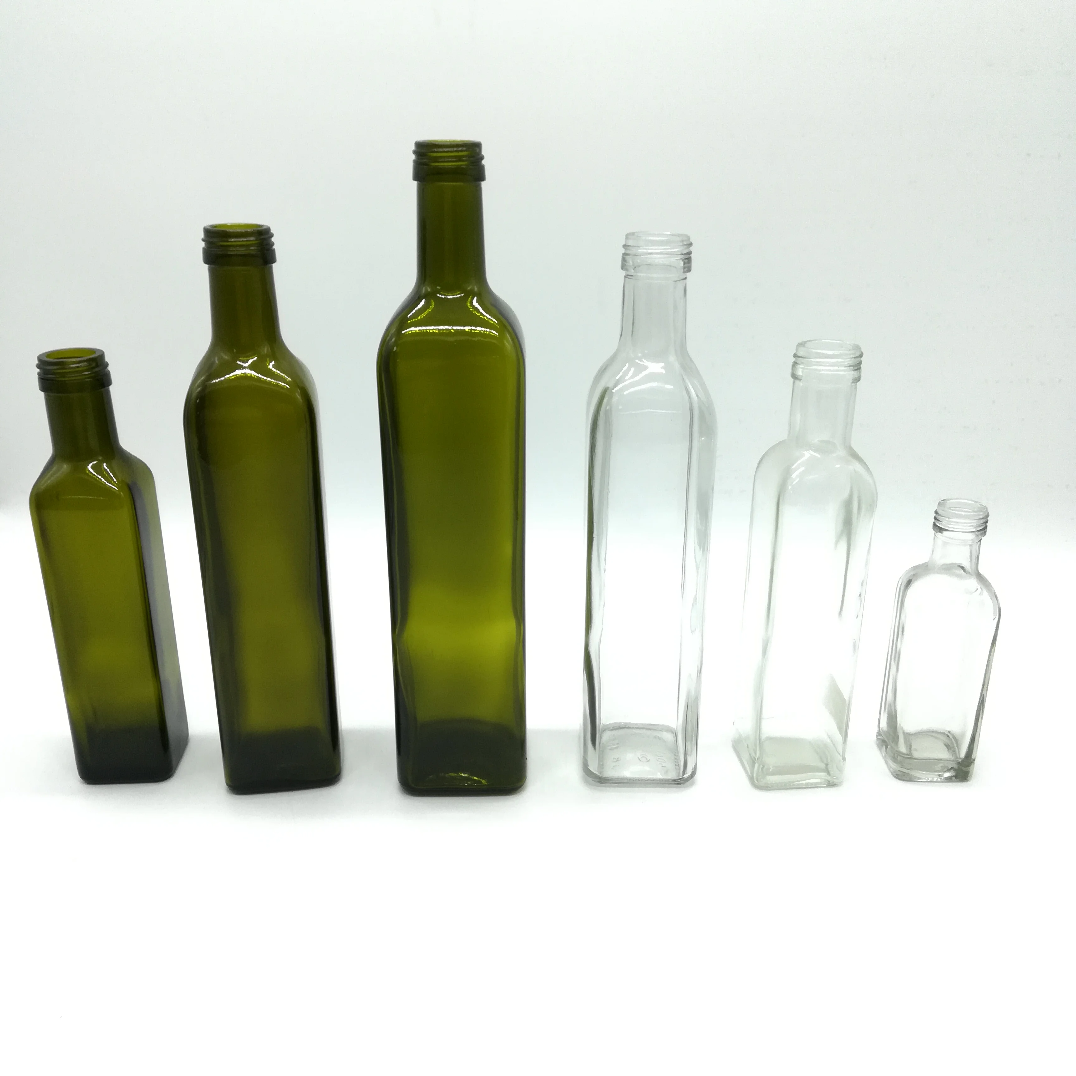 100ml 250ml 500ml 750ml clear Green square Olive Oil Glass Bottle with Plastic Cap or Aluminium Cap