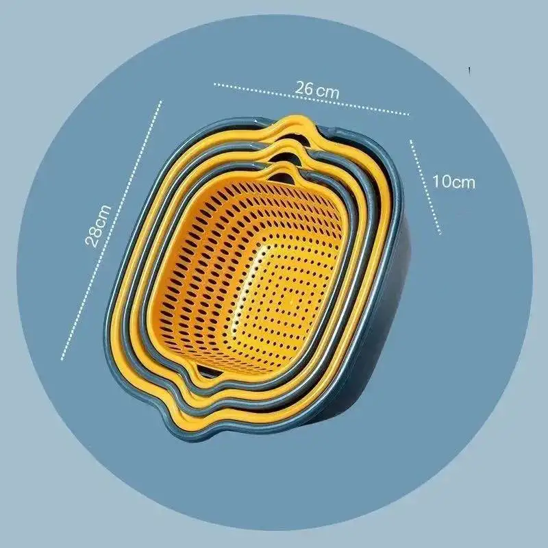 Многофункциональная кухонная сливная корзина из 6 предметов для чистки, слива и хранения фруктов и овощей, удобное размещение, безопасный материал