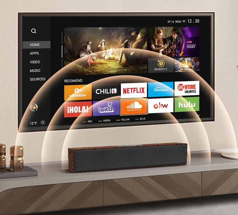 Vbestlife Houten Soundbar – 12W Bluetooth Luidspreker – Met AUX, TF-kaart & FM – Roodhouten Design