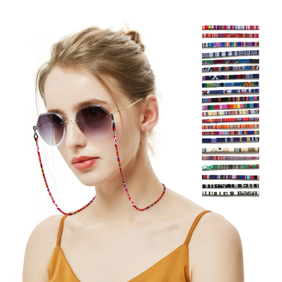Bongles Nylon duradero de la lente Titular Gafas de retención cordones para gafas portátil Cadenas Lentes correas 12pcs-colorido 