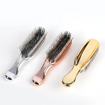 Autumnfish Golden Massage Comb Clean Dandruff Healthy Hair Scalp Nylon Comb Teeth Women's Wet Roll Available Metallic Feel