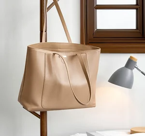 2026 A-281 High-Class Women's Genuine Leather PU Tote Bag Large-Capacity All-Match One-Shoulder Handbag with Zipper Closure