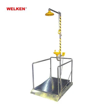 SS304 Water Container Platform Type Combination Emergency eye wash and shower with light and sound signalling system