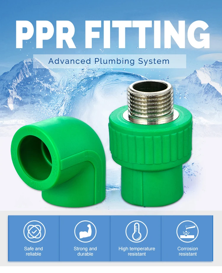 Ifan Din Standard Ppr Fittings Pn25 20-110mm Green Thread Elbow Ppr ...