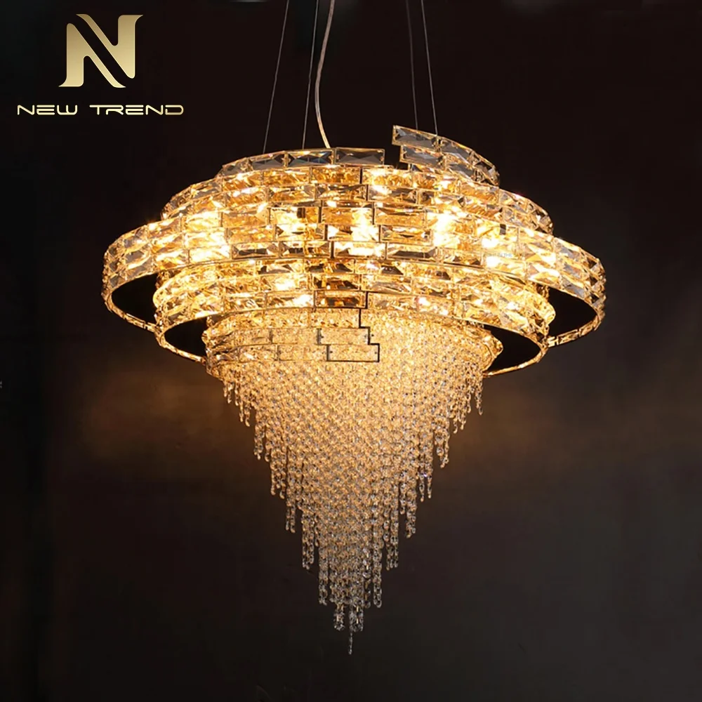 CPL-212 Stile di Lusso su Misura per Arredamento Interno Hotel Atrio Villa Scala con Luce a Candelabro LED di Cristallo
