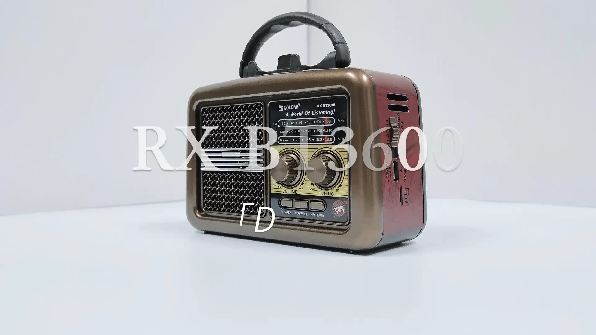 COLON RX-QT120R Reproductor Audio Retro Madera con Radio