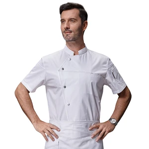 Men's Breathable Short-Sleeved Chef's Uniform for Western Restaurant Baking Pastry Kitchen Workwear Hotel Accessory