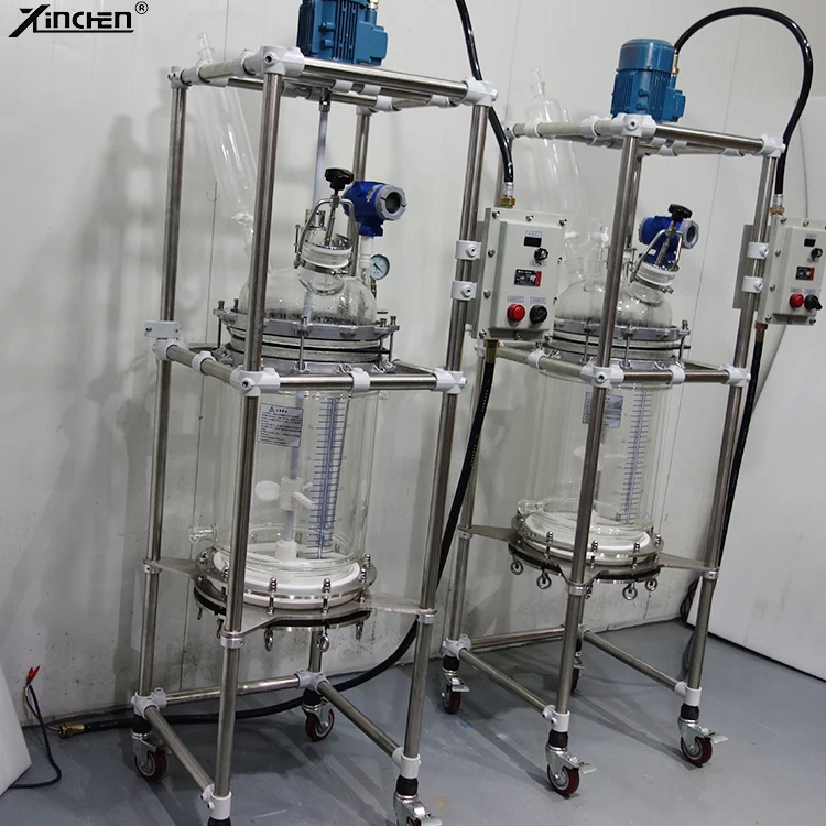 50L glass jacket automatic high pressure PLC controlled lab chemical pyrolysis reactor for esterification manufacture