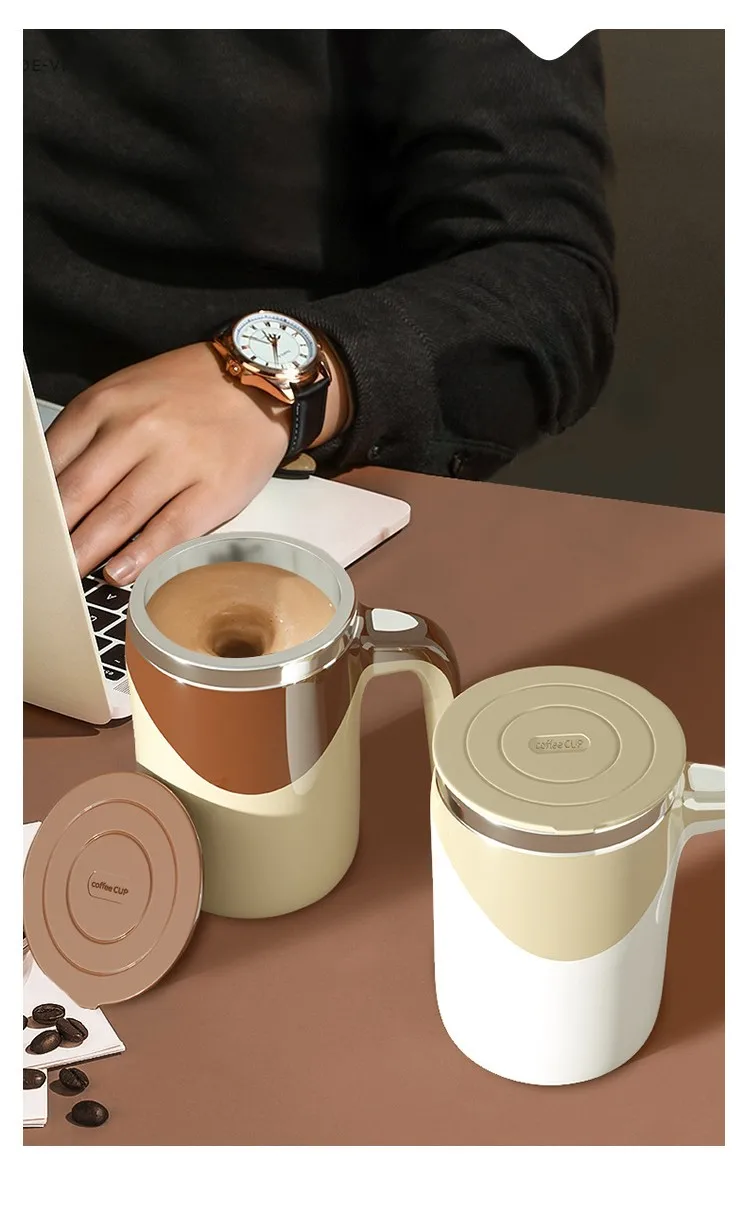 High Quality Wholesale Coffee Tumbler Stainless Steel Tumbler Automatic Mixing Mug Insulated Mug Self Stirring With Handle