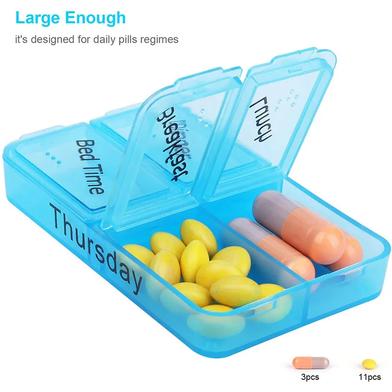 Органайзер для таблеток 4 раза в день, еженедельный органайзер для таблеток на 7 дней, контейнер для таблеток/витаминов/рыбьего масла/добавок/лекарств
