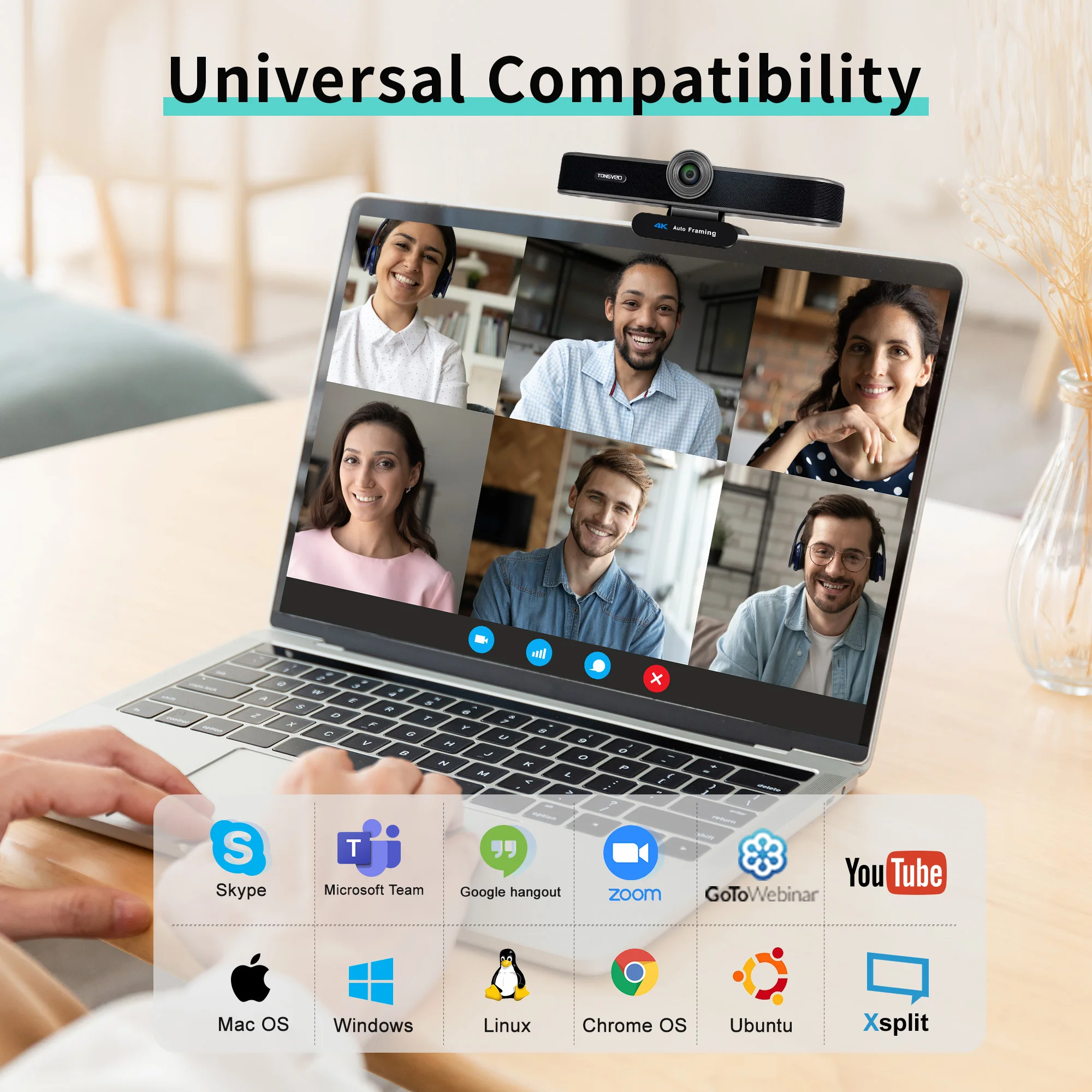 4k Eptz 4x Digital Zoom cam Ai Auto Framing Ir Remote Control Usb