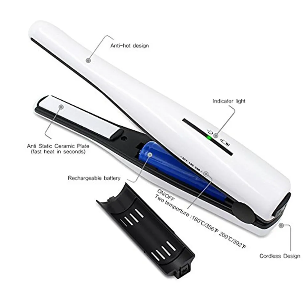 Wireless Hair Straightener Rechargeable Flat Iron With Usb Fast Heating  Ceramic Hair Curler
