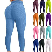 Wholesale Trendy Workout Pants Tummy Control Butt Lift Tights Jacquard Bubble Exercise Leggings High Waist Yoga Pants