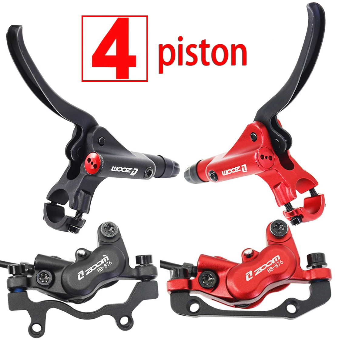 ZOOM HB876 Hydraulic Disc Brake - 4 Piston Safety for MTB