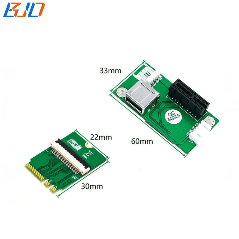 Cablecc PCI Express NGFF Key A+E maschio a femmina, basso profilo, adattatore ad angolo retto di 90 gradi