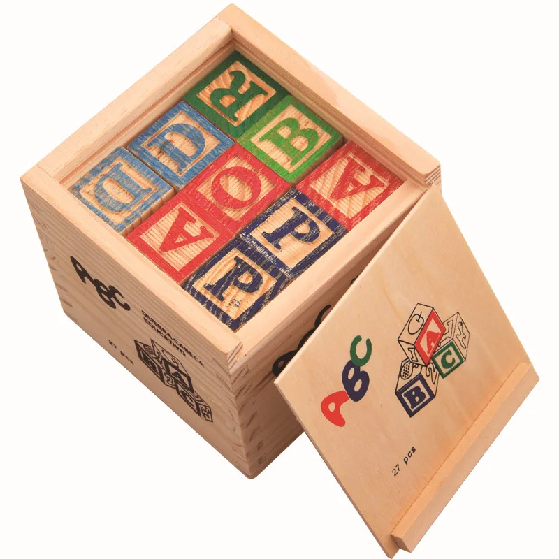 Wooden Blocks Alphabet Abc Blocks Blocks Stacking Montessori Baby Games ...