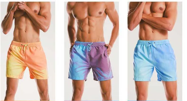 summer mens warm color changing shorts 100 % polyester for men swim beach shorts for men613_voghion.com