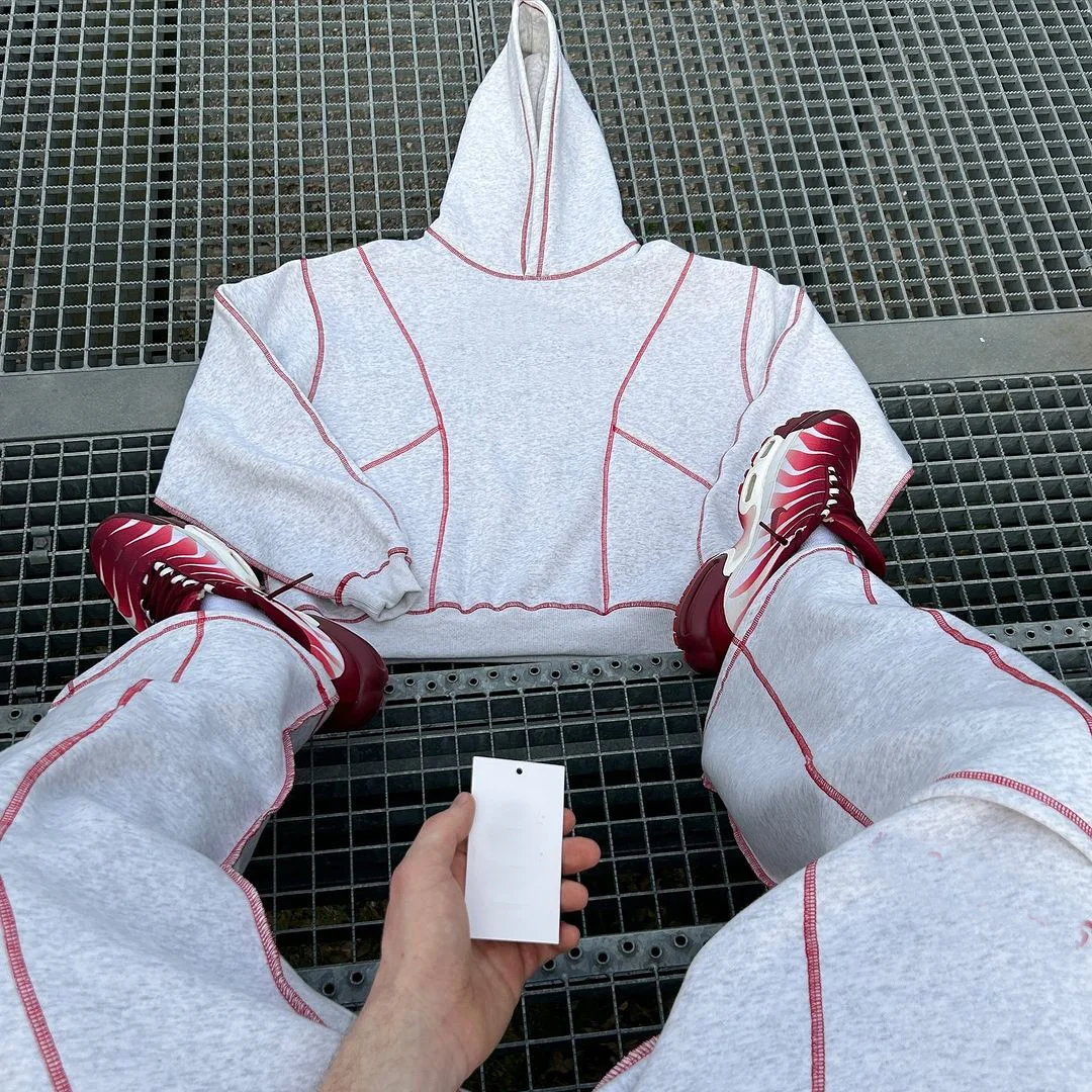 Men Contrast Stitching Italy Friend Design Your Own Custom Tracksuit Set Contrast Stitch Oversized 600gsm Sweatsuit Tracksuit
