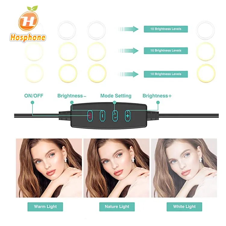 
2020 профессиональный 26 см 10 дюймов кольцо-вспышка для селфи с 2,1 м штатив прямая трансляция макияж с регулируемой яркостью Светодиодная подсветка солнечный свет для камеры красоты Ringlight 