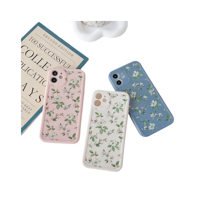 Laudtec Floral Flower Pattern Design Silicone Phone Case for iPhone 15 pro max with Slim Shockproof TPU Protective Bumper Case