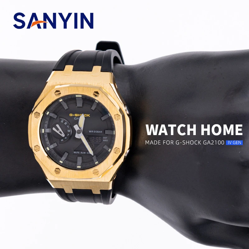 Custom 4th Update Generation Watch Parts Band Case Stainless Steel Watch Case Metal Bezel for G Shock GA2100 Mod