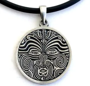 Custom Hawaiian Pewter Pendant Necklace Wholesale Fine Jewelry Tiki Tattoo Maori Spirit Face Polynesian