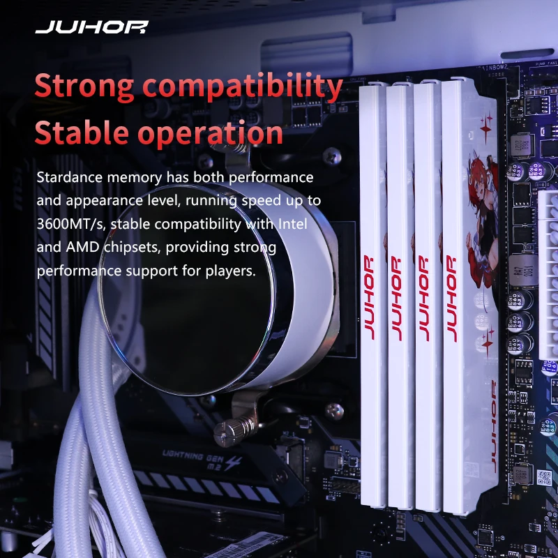 JUHOR 3600MHz DDR4 32GB/16GB*2 RAM 1.2V/1.35V 3-Year Warranty for