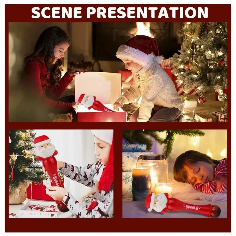 Рождественская волшебная палочка Санта-Клауса, электрическая машина для создания пузырей со светом и музыкой, ручная палочка для пузырей Санта-Клауса