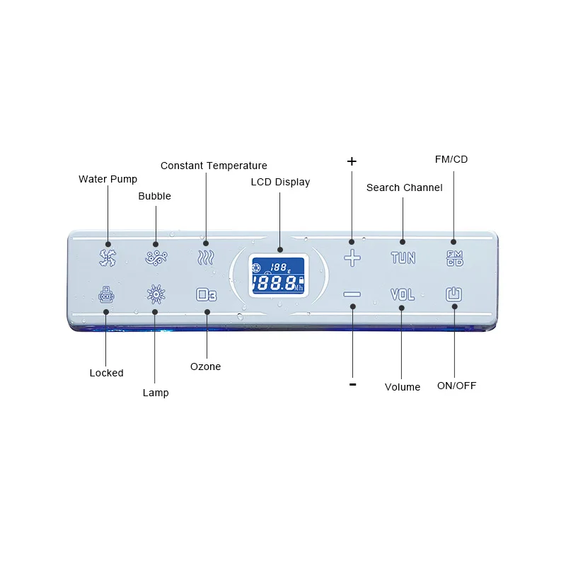 Speaker Constant Temperature B-12 Clean IP44 CE TUV Bathtub Temperature Controller Touch Screen Massage Bathtub Control Panel