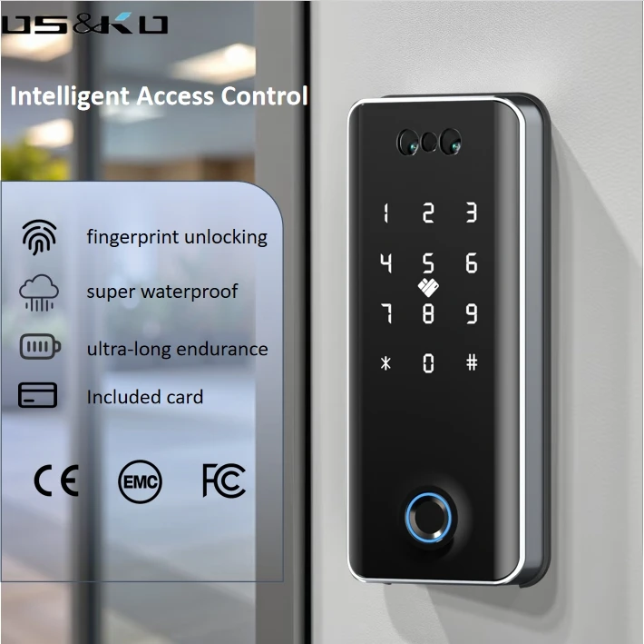 Smartlock Biometric Fingerprint Access Control System App Door Time Attendance for Office with Glass Door Pin Lock