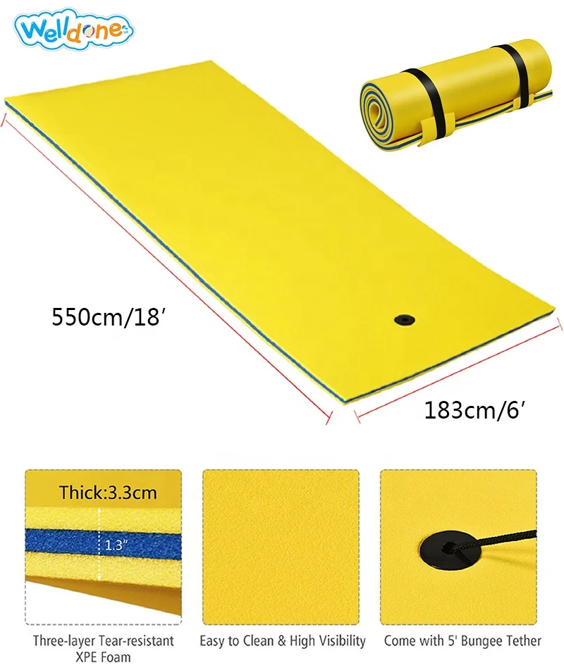 High Quality Three Layers Xpe 18' * 6' Large Foam Pad Water Floating