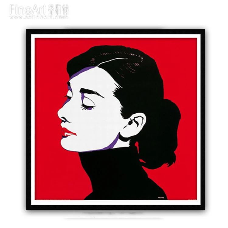 オードリー ヘップバーンのポップアートスタイルのホットな美しい女性の黒と白の油絵 Buy 美人油絵 抽象女性の油絵 黒と白のオードリー ヘップバーン Product On Alibaba Com