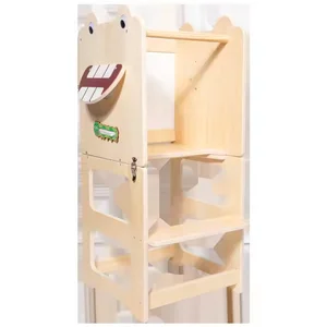 Multi-Functional Anti-Slip Standing Tower Helper Chalkboard Toddler Step Stool Table Combo Educational Toys for Kids