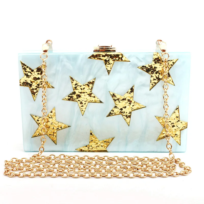 Women's Transparent Gold Star Evening Bag