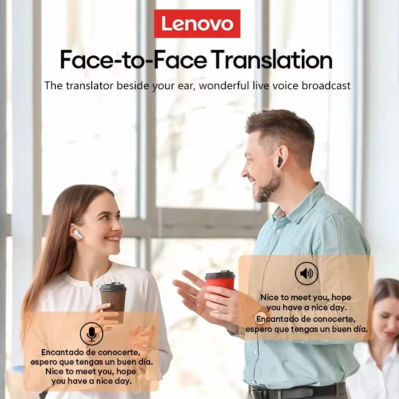 Original Lenovo LP49 AI Multilingual Translation Earphones Wireless Upgrade BT V5.4 Headsets Low Latency Gaming Earbuds