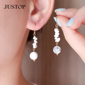 Wholesale Natural Crystal Stone Quartz Earrings Handmade Women Fashion Gemstone Jewelry Hook Tassel Earring