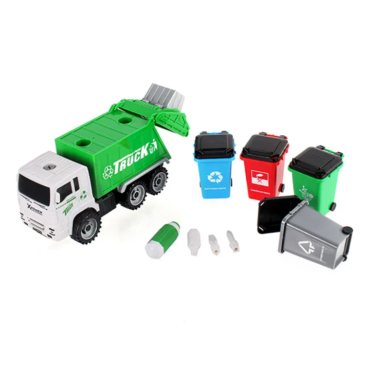 Новый игровой набор трение строительный автомобиль санитария мусоровоз игрушка с 4 задненавесной погрузчик мусорные баки для детей обучение
