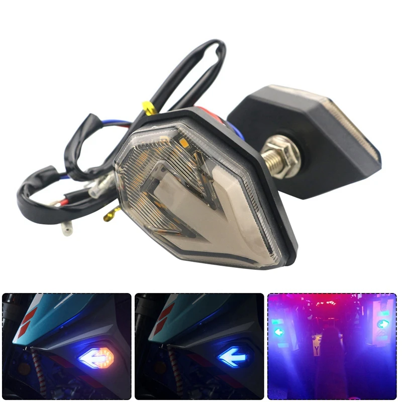 Универсальный Пользовательские мотоцикла LED двойной цвет указатели поворота Индикаторы для мотоциклов 12В Светодиодная лампа