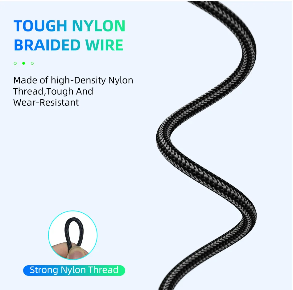 USLION 3A Fast Charging 2M Green LED illuminated Micro USB Charging Cable Data Cable For Android Mobile Phone - ANKUX.COM
