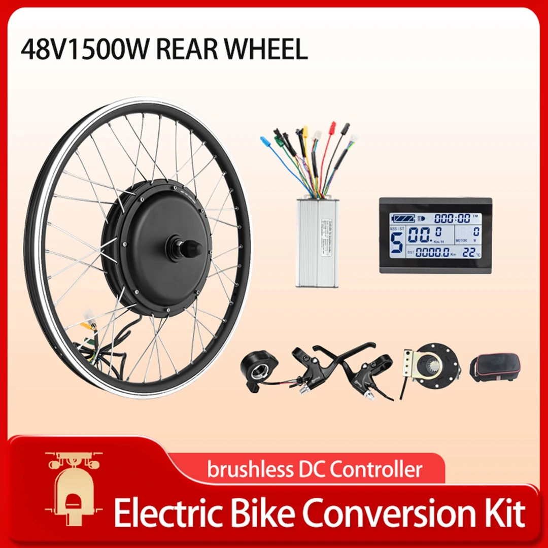 48V 1500W Electric Bike Conversion Kit with Battery LCD Display