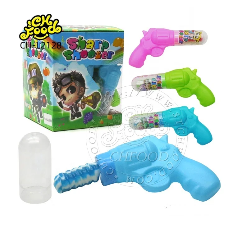 Custom New Colorful Gun Toy with Swirl Nipple Lollipop Hard Candy Halal Candy Sweets for Kids