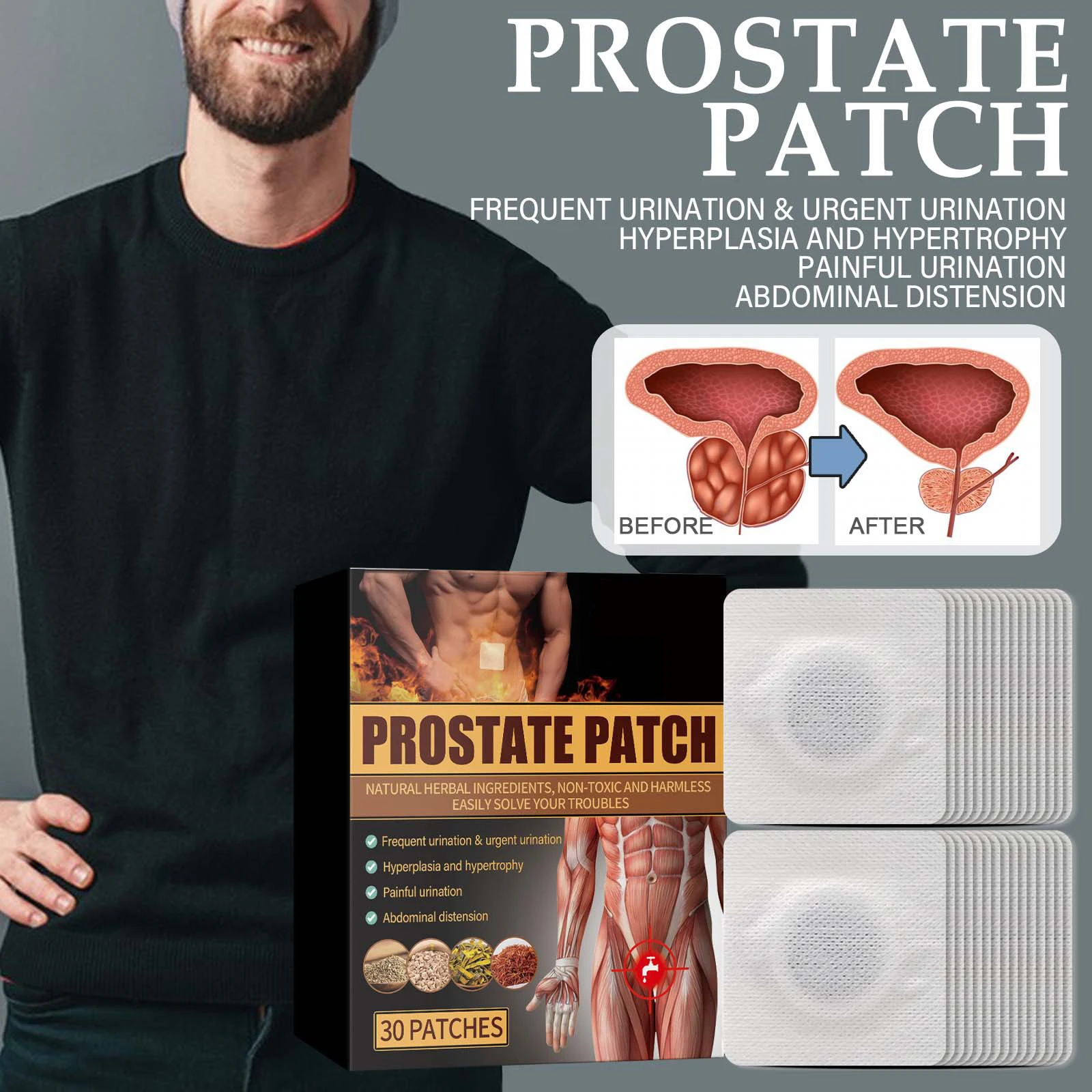 Prostate Heating Patch Far Infrared Magnetic Therapy Male Prostatic Patch Reduce Frequent