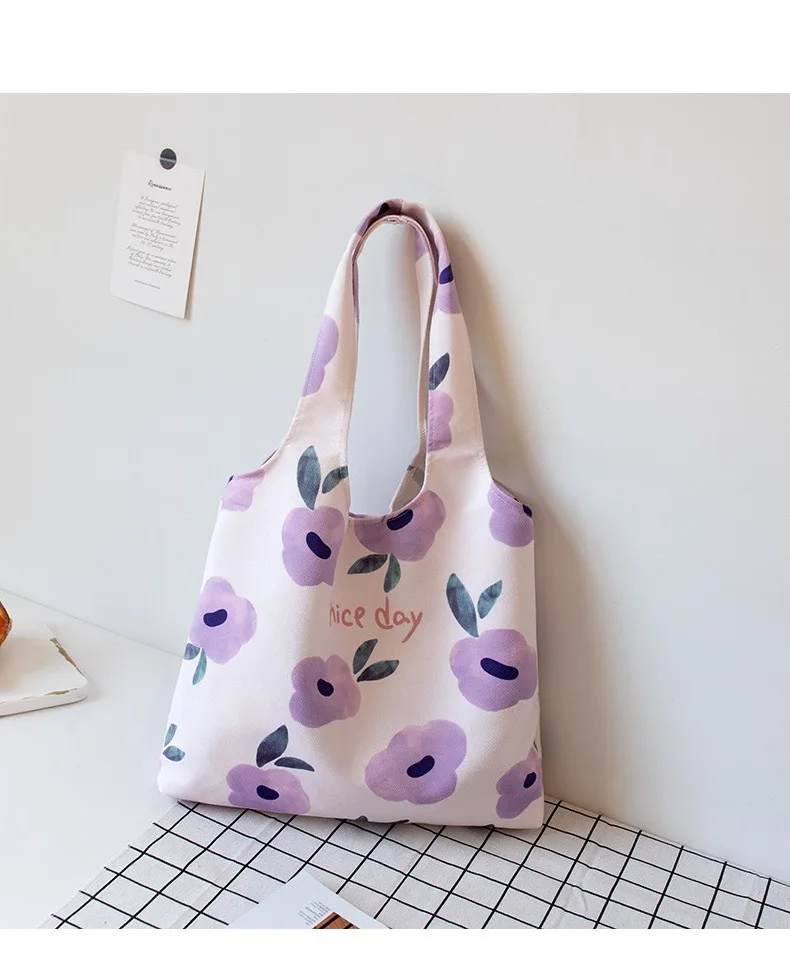 Wholesale Flower Printing Custom Logo Recyclable Vest Cotton Handle Bag ...