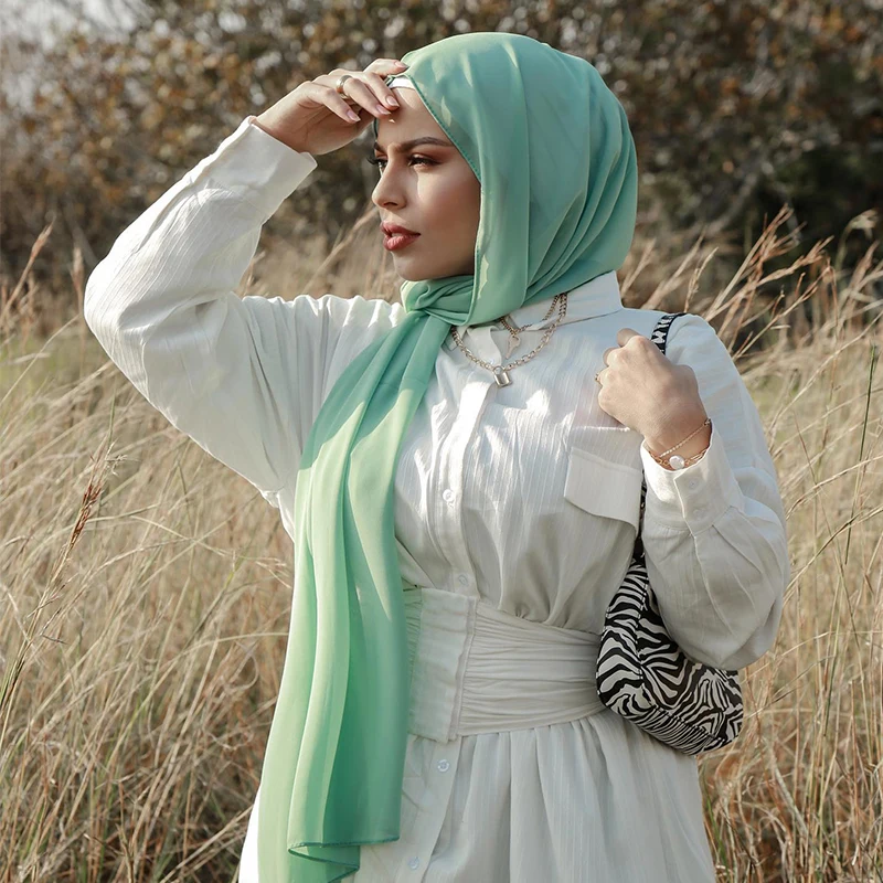 light green dress with hijab Blush Breeze Dress main image 1