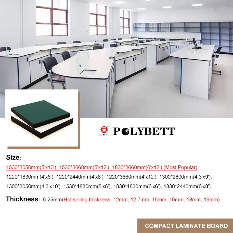 Professional Chemical Resistant Compact Laminate Board Hpl Sheet