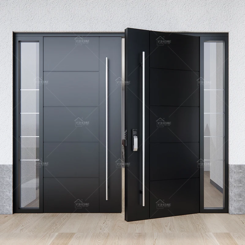 European High Standard Modern Front Double Door Designs Aluminum Exterior Double Entry Doors Front Entrance Double Door